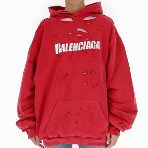 NWT Balenciaga Caps Destroyed Hoodie